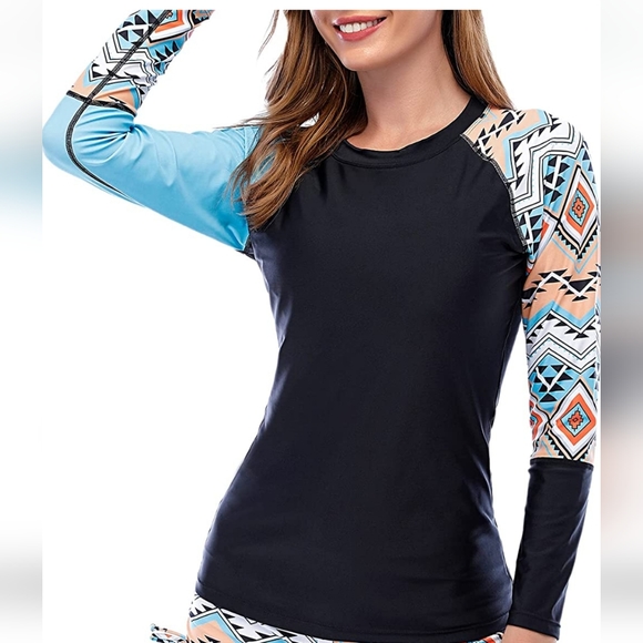 Women's rash guard shirts Swimsuits Long Sleeve top - Picture 3 of 5